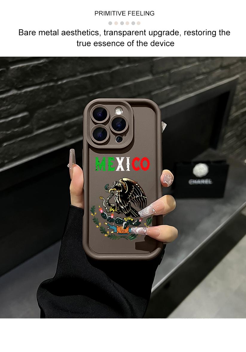 Mexico Letter Eagle Ethnic Totem Phone Case, Vintage Latin Culture Print Cover for iPhone 17 Air 16 Pro Max 15 14 Plus 13 12 11 Plus XR XS Samsung Galaxy S26 Ultra S25 Ultra S24 S23 S22, Shockproof Durable Protective Case, Unisex Cultural Cover for All, S