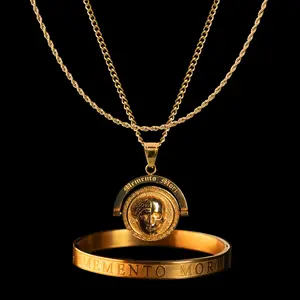 "Memento Mori" Necklace + Bracelet Set for Men