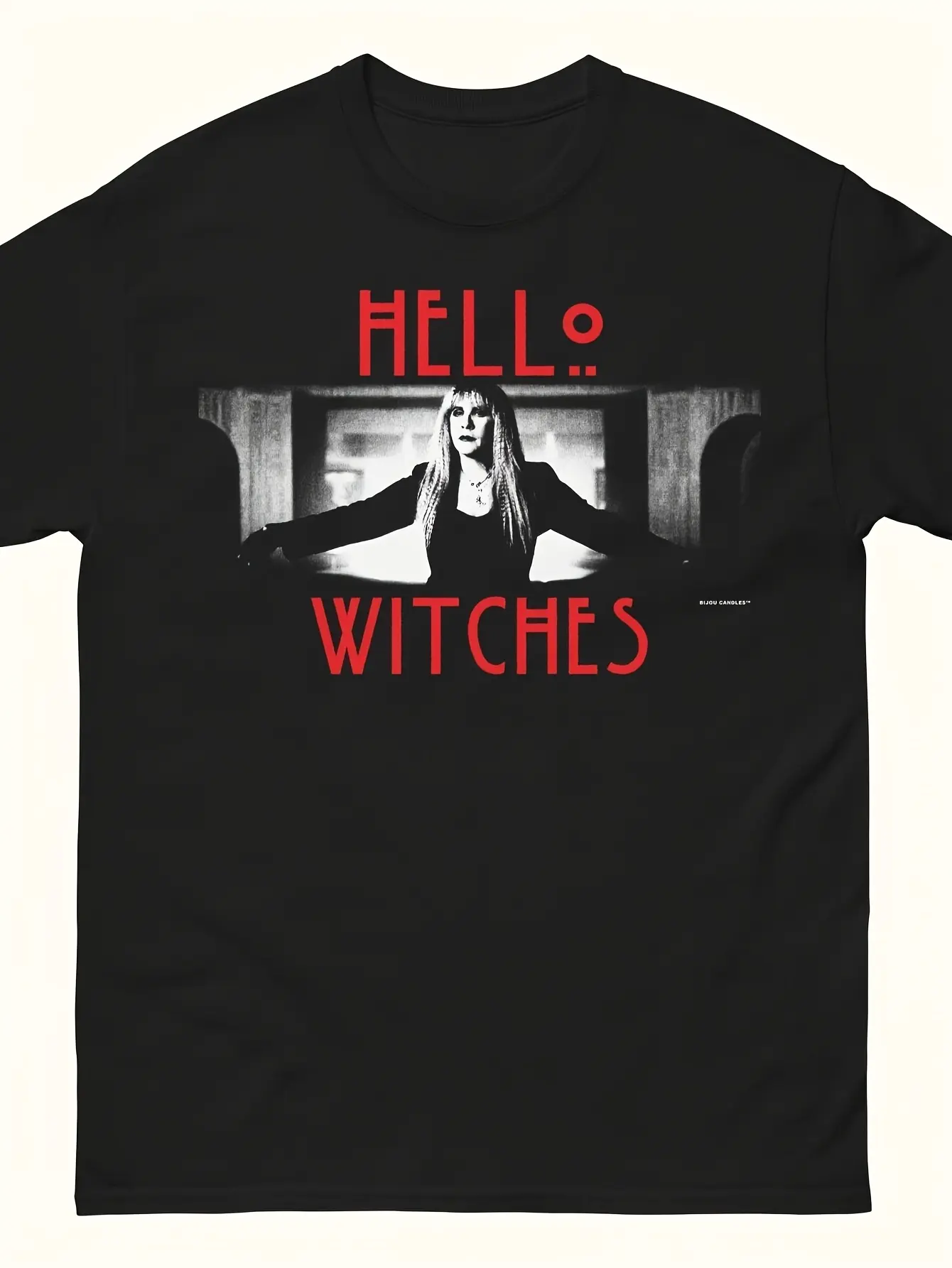 Men's And Women's Stevie Coven HELLO WITCHES Bijou Candles Unisex 100% T-Shirt, Soft, All Season Casual Streetwear Essential, All-Match All Season Style, Affordable Daily Wear And Perfect Christmas Gift for Fans And Friends - 180G