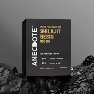 Anecdote Pure Himalayan Shilajit Resin Cards 500mg Boosts Stamina Increases Productivity 75% Fulvic Acid 85+ Trace Minerals No Added Sugar Pack of 30