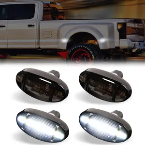 LED Dually Bed Fender Side Marker Lights For 2011-2022 Ford F250 F350 F450 F550 Super Duty Trucks Smoked Len