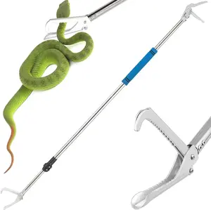 Snake Grabber Tool, 69" Snake Tongs Long Handle for Rattlesnake Reptile Tongs Heavy Duty Long Catcher Reach Grabber Stainless Steel Materials Sponge Handle Wide Jaw (69 inches)