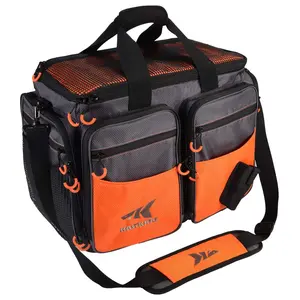 KastKing Fishing Tackle Bags - Durable Polyester Material, Water Resistant, Zipper Closure, 6 Zippered Pockets for Organization, Padded Handle and Shoulder Strap