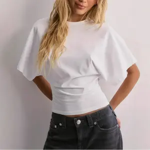Women's Summer Solid-Color Short-Sleeve Crew Neck Pullover T-Shirt, Loose Fit for Comfort, Refined Details for Everyday Outfits