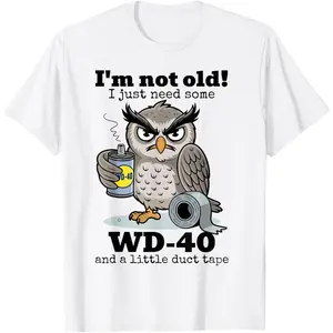 [100%Cotton]Owl I'm Not Old I Just Need Some | Funny Vintage Graphic Tee For Men & Women