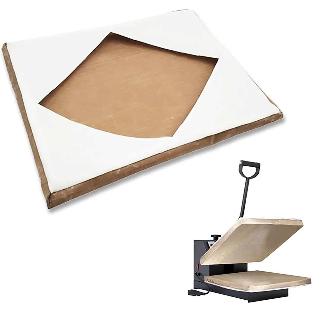 16x24 In High Temp Brown Teflon Cover, Synthetic Non-Stick Elastic Polyester Protector for Sublimation Machine Plates – Easy-to-Clean, Ink & Adhesive Prevention (Office Equipment Part)