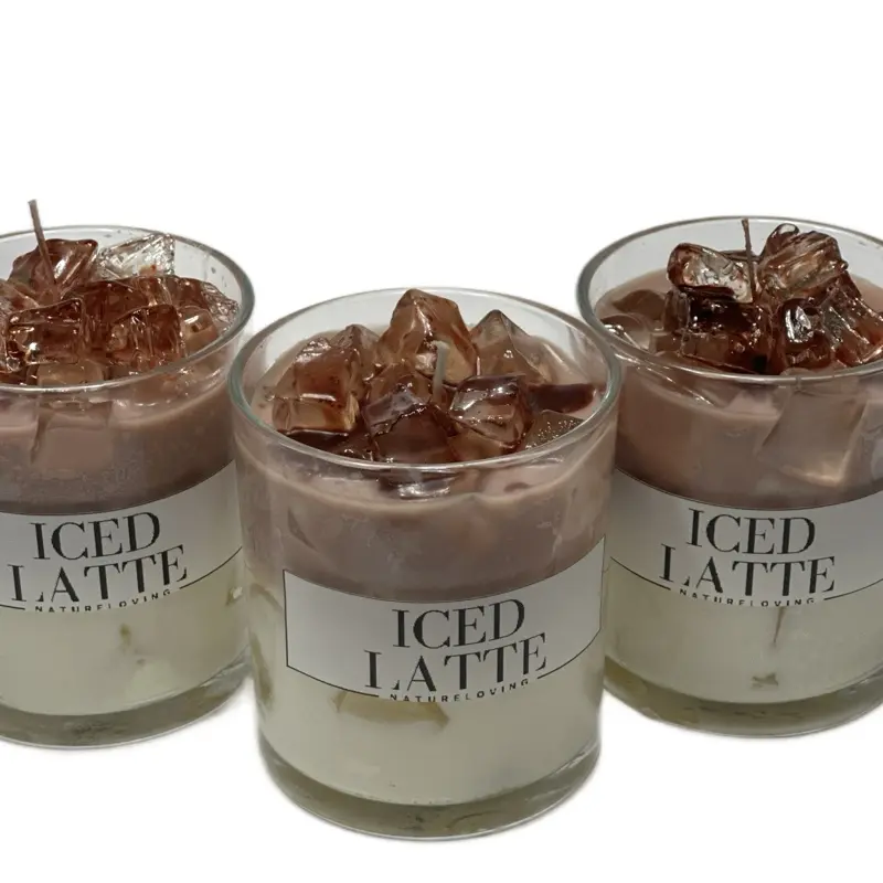 Iced Latte 14 oz Soy Wax Candle with Real Ice Accents for Aromatic Relaxation