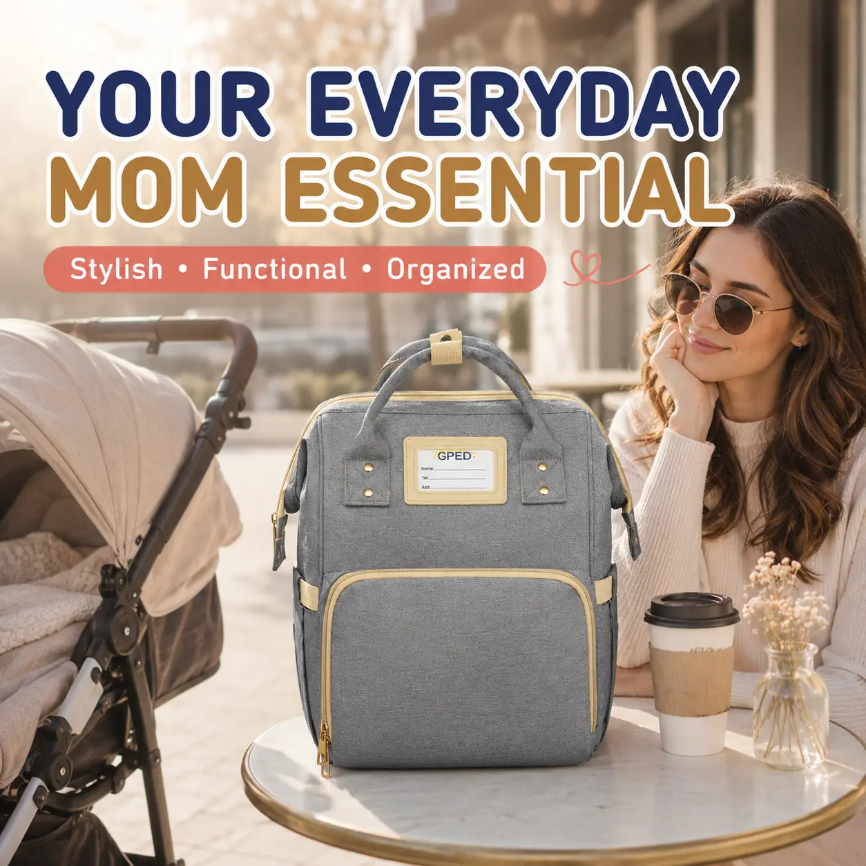 [New]Multifunctional Diaper Bag Backpack, Waterproof Travel Diaper Tote with 3 Insulated Pockets, Large-Capacity Baby Bag with Changing Station, Stroller Clips, Unisex for Baby Travel Essentials Organization outdoorfun Diaperbag,summerwins