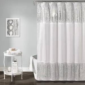 Lush Decor Shimmer Sequins Shower Curtain - with Shimmering Sequins, Decorative Design, Perfect for a Stylish Bathroom - Shiny