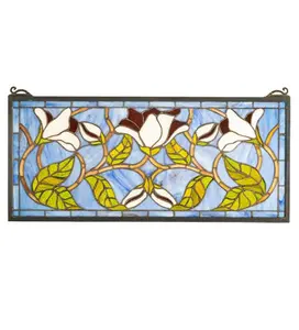 Meyda Lighting 204638 25" Wide X 11" High Magnolia Stained Glass Window Panel
