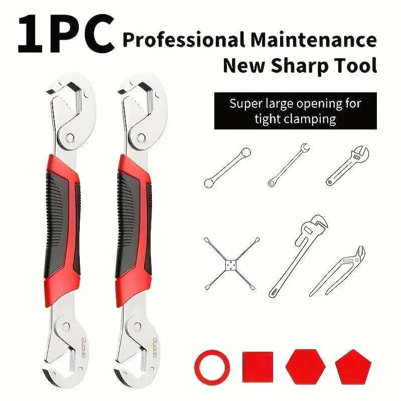 1 Pc Multifunctional Double-ended Pipe Wrench, Tool Multifunctional Looper Pliers, Multifunctional Torque Adjustable Opening Adjustable Wrench, Suitable for DIY And Electrician, Machinery, Motorcycle, Bicycle Home Maintenance Tools.