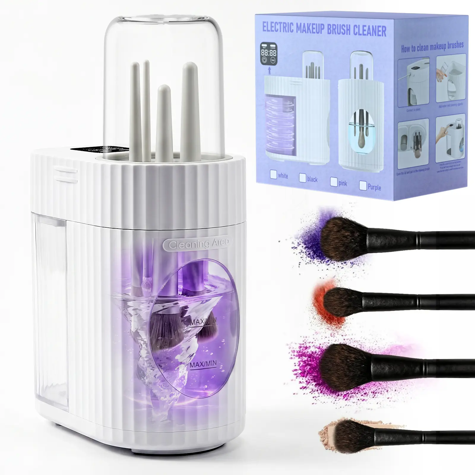 3-in-1 Electric Makeup Brush Cleaner & Dryer, Automatic Brush Washing Machine with Fast Drying (30–90 Min), USB Powered Deep Cleaning for Most Makeup Brushes,Blush Brush, Portable Beauty Tool