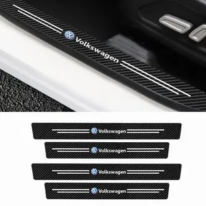 Leather Interior Car Door Sill Anti-Scratch Guard Strip Stickers For Volkswagen VW Golf 4motion MTM Blue Motion Polo Scirocco CADDY Beetle Passat Touareg Jetta Tiguan Touran TSI TDI R32 MK4
