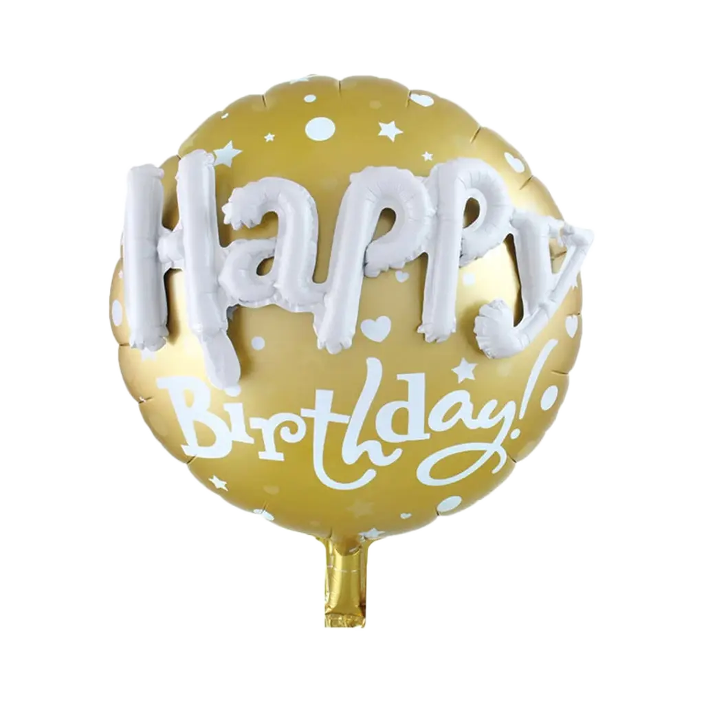 Happy Birthday 18-inch Helium Foil Balloon With Volumetric Inscription
