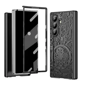 Compatible with Z Fold7/Z Fold6/Z Fold5/Z Fold4 /Z Fold3 Mechanical Legend Electroplated texture transparent phone case protective hinge cover phone case-HN227-4