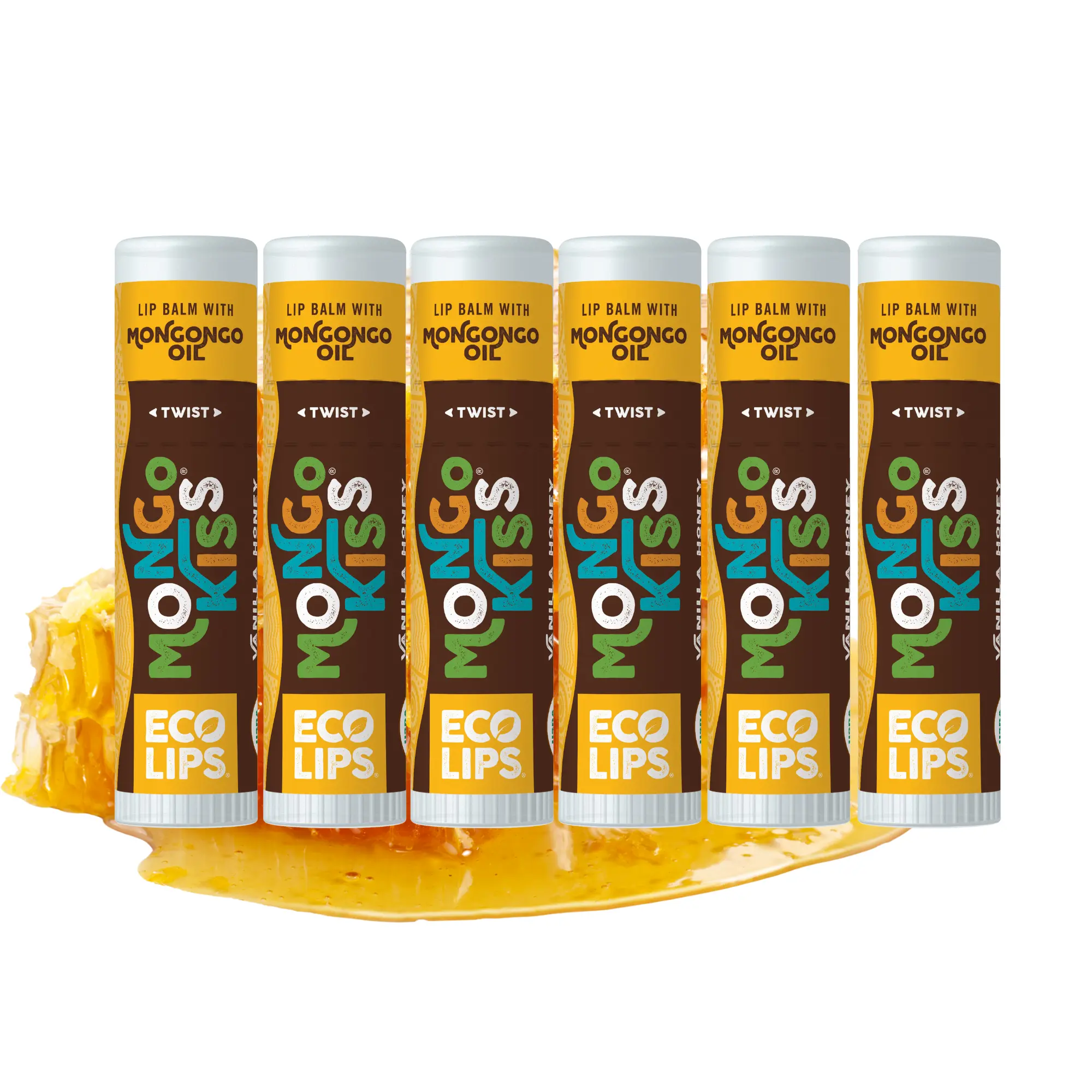 ECO LIPS, INC. Eco Lips Mongo Kiss Vanilla Honey Organic Lip Balm 6 Pack Ultra-Hydrating with Mongongo Oil & Fair Trade Cocoa Butter