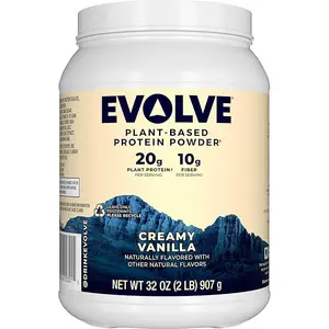Evolve Plant Based Protein Powder, Vanilla Bean, 20g Vegan Protein, Dairy Free, No Artificial Flavors, Non-GMO, 10g Fiber, Amazon Exclusive, 2 Pound (Packaging May Vary) Healthcare Dietary