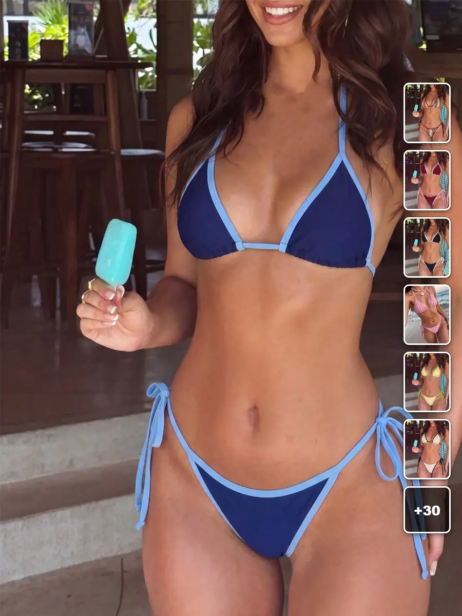 RUTMAN Halter tie bikini set sexy contrast color summer beach vacation