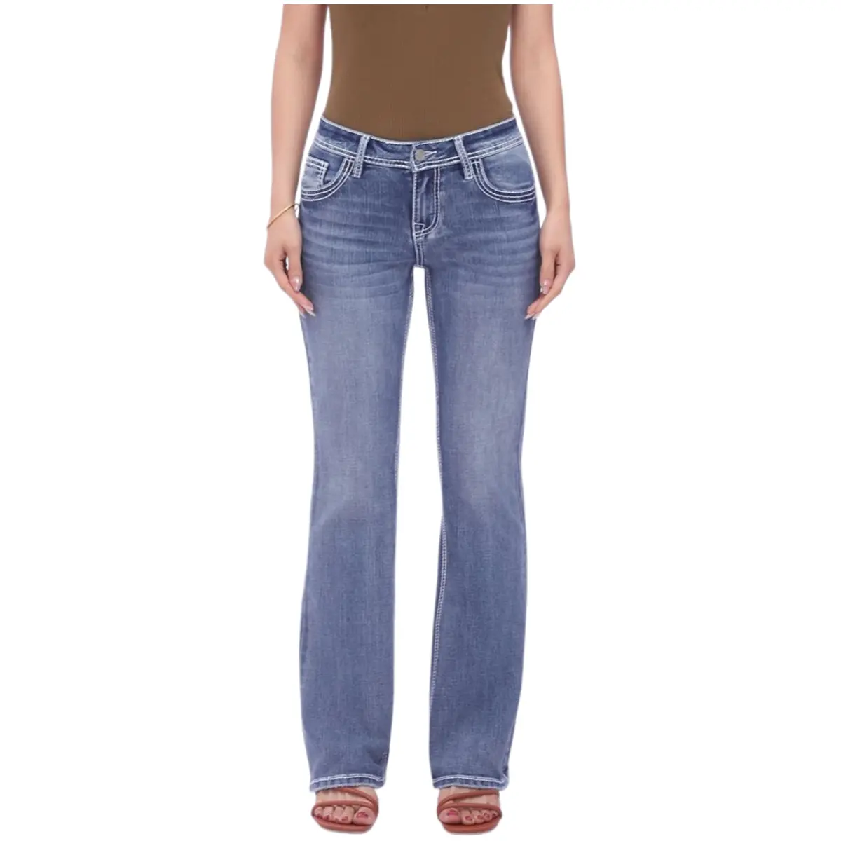 BlueMoment Bucklina 90s Low Rise BBL High Stretch Straight Leg Bootcut Jeans