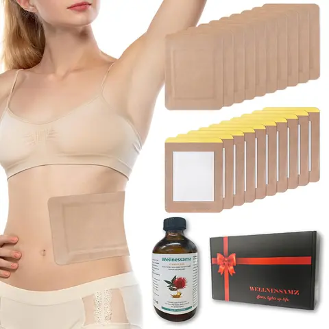 20Pcs Self-Adhesive Castor Oil Pack Wrap Patches with 8 fl oz Pure Castor Body Massage Oil - Thick Pads, High-Absorbent Organic Cotton Flannel, Leak-Proof Travel Safe, Easy to Apply, Moisturizing Body Care Cosmetic