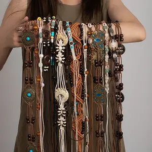Bohemian Retro Style Tassel Waist Chain for Women, Exquisite Handmade Woven Waist Rope, Paired with Dresses, Spring Summer Ethnic Style Waist Chain
