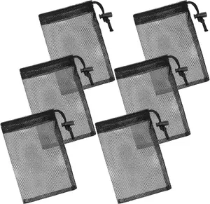 6 Pcs Small Mesh Bags Drawstring, 6 x 4 inch Mesh Drawstring Bags with Cord Lock Travel Stuff Bag