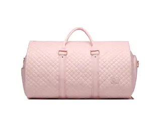 Classic TravelHer Pink-Gezi Convertible Carry on Leather Garment Bags for Travel with Shoe Pouch
