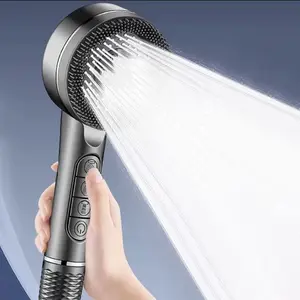 Bathroom Shower Set, Handheld Showerhead Set, 3Counts/set including 4 Modes Handheld ShowerHead & 1.5m Hose & Punch Free Shower BracketModern Bathroom Shower Equipment