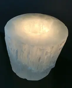 Selenite Tealight Holder - Satin Spar Selenite Candle Holder