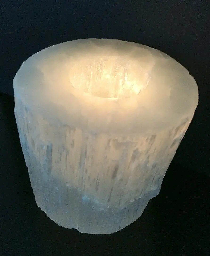 Selenite Tealight Holder - Satin Spar Selenite Candle Holder
