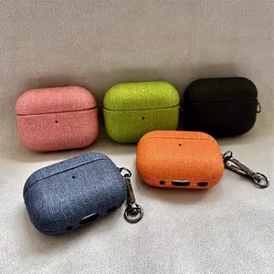 Fashionable Denim Fabric Patterned Hard Shell Headphone Protective Case, Earphone Protective Cover, Earphone Accessories Compatible with AirPods 1 2 3 4 Pro Pro2, Headset