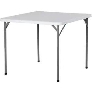 SUPERDEAL 34" Folding Game Table Portable Camping Table for Picnic Beach Party with Carrying Handle, White patio furniture