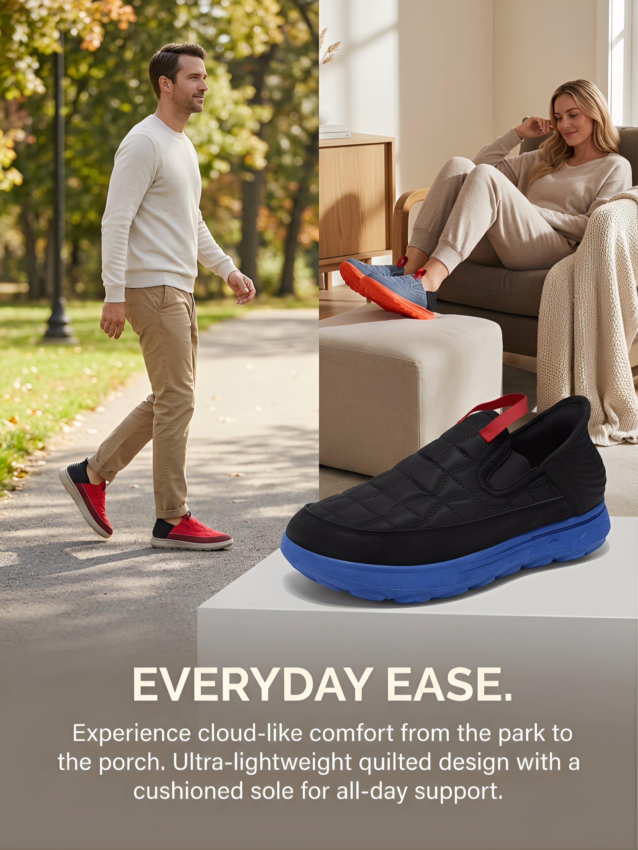 Water-Resistant Unisex Slip-On Shoes, Lightweight EVA Sole, Easy On/Off, Ideal for Daily Wear