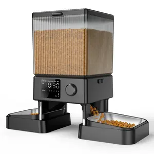 Oneisall 5L/20 Cups Automatic Cat Food Dispenser for 2 Cats/2 Small Dogs, PFD-002 Automatic Cat Feeder with 1 Desiccant Bag, Cat Feeders Automatic Cat Food, Timed Cat Feeder for Pet Dry Food - Black