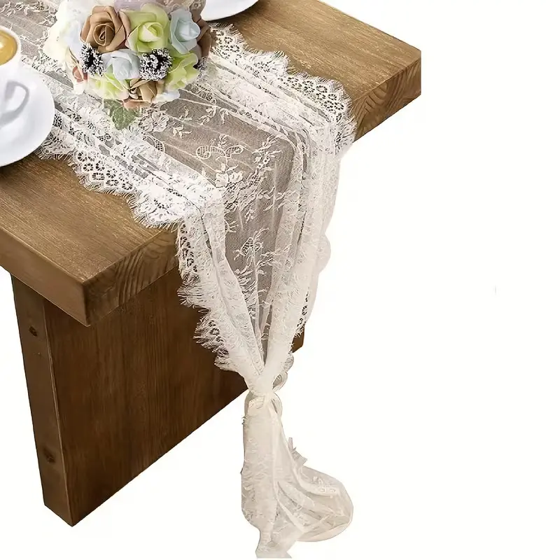 Lace Table Runner 14x118 Inches, Embroidered Bohemian Style, Embroidery, 1 Piece Single, Elegant Decorative Dining Decor Decoration, Perfect for Home and Party Use