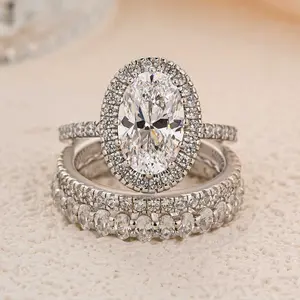 Effinny 2.5ct Oval Cut 3PC Wedding Ring Set,5A Cubic Zirconia Promise Ring, 925 Sterling Silver Anniversary Ring for Women Outdoorfun