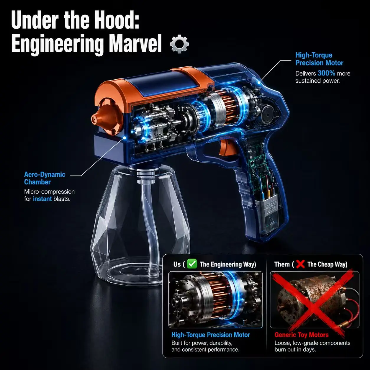 Viral Electric Water Blaster | Automatic Squirt Gun for Touchless Bird Poop Removal | Fits 28mm Soda Bottles | 20ft Range Mini Water Blaster for Car Paint, Bikes & Windows