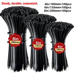300pcs（8inch，6inch，4inch）Black standard cable ties，UV protection，Nylon cable ties，Plastic cable ties, installing cable ties，Maximum weight capacity 45 pounds，tools for mechanics，tools and gadgets for him,adapt,mechanic tools,tools and gadgets