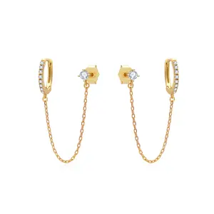 Miss Glorael Double Piercing Earring for Women & Double Piercing Earrings for Women Sleek Modern Layered Jewelry