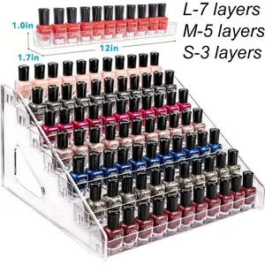 Acrylic Transparent Multi-Layer Nail Polish Display Stand, Lipstick Storage Box, Beauty Shop Desktop Cosmetic Showcase Rack, Makeup Box Organizer