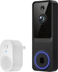 Wireless Video Doorbell Camera with Indoor Receiver, 1080P HD Smart Doorbell, AI Human Detection, Two-Way Audio, Night Vision, Cloud Storage, Battery Powered, 2.4GHz WiFi Only