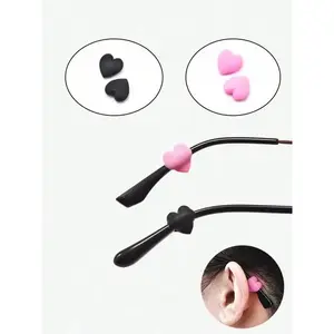 Heart Shaped Anti-slip Glasses Ear Clip & Ear Hook, Silicone Anti-slip Glasses Leg Cover, Fashion Eyewear Accessories for Women & Men