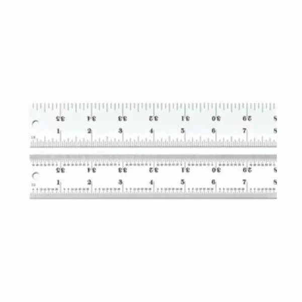 Starrett C604R-36 Hardened and Tempered Steel Straight Edge Ruler - 36 in. Imperial Units, No.4R Graduations (16ths, 32nds to 8ths), Satin Chrome Finish, Office Measuring Supply, Spring Tempered