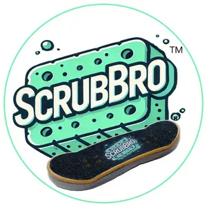 ScrubBro! Mini Fingerboard Cleaning Pad Skate + Destroy Mess Combo 4-Pack for Kitchen Bathroom & On-the-Go Use Night Hunt Black Grip - Elastic