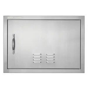 VEVOR BBQ Access Door, 24W x 17H Inch Single Outdoor Kitchen Door, Stainless Steel Flush Mount Door, Wall Vertical Door with Handle and vents, for BBQ Island, Grilling Station, Outside Cabinet