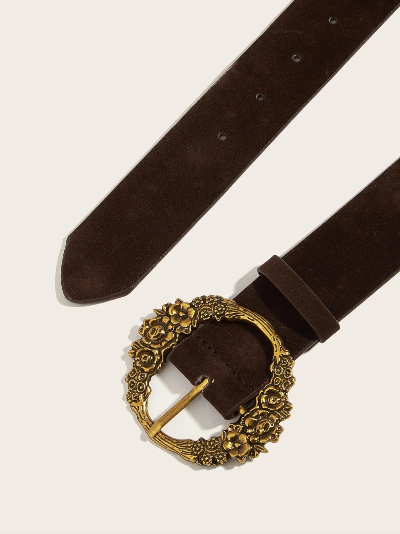 1pc Women Solid Color PU Twist Waist Belt, Boho Elegant Wide Belt, Boho Style Vintage Gold Round Buckle Belt, Fashionable Pu  main image 3