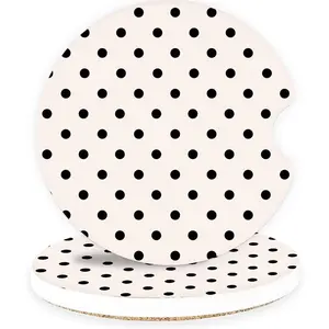 Absorbent Ceramic Car Cup Holder Coaster Set 2 Pack, Cute Aesthetic Car Accessories for Women Girls (Dark Gray)