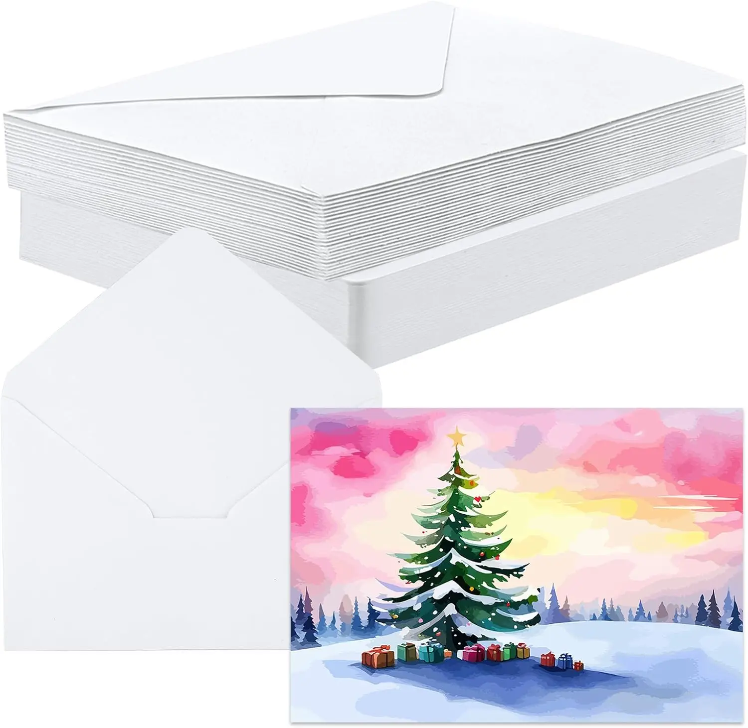 30 Set Blank Watercolor Cards with Envelopes 5x7 Inch, 140lb/300GSM Single Blank Watercolor Postcard White Envelopes Heavyweight  Cards DIY Painting for Wedding Invitation Greeting Thank You
