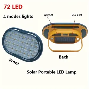1PC solar floodlight, solar charging/USB charging, 4 steps lights,Suitable for power outage emergency, indoor and outdoor lighting, outdoor camping, fishing and other places