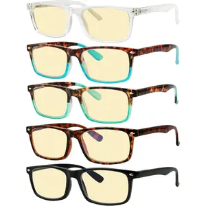 Multipack Yellow tinted Blue Light Blocking Reading Glasses for Women Men Readers Computer Eyeglasses